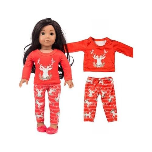 2021 New Pattern Clothes Christmas Deer Suit Fit 18 Inch American&43cm Baby New Born Doll Clothes Accessories