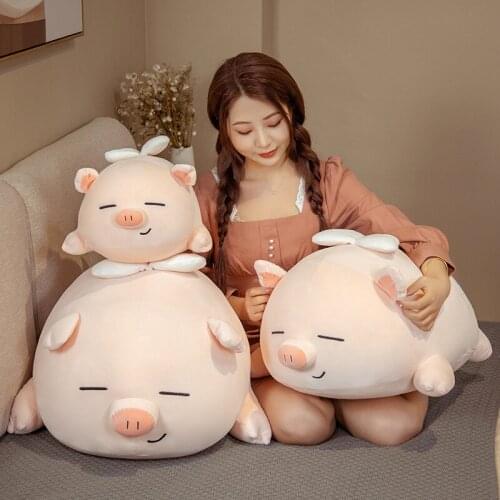 Cat Piggy Plush Toy Animal Kawaii Pink Pig Soft Big Pillow Buddy Stuffed Cushion Cartoon Valentines Christmas Gift For Kid Girl