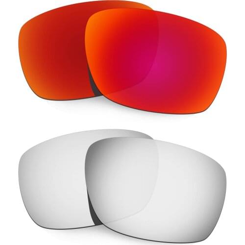 HKUCO Polarized Replacement Lenses For Tinfoil Carbon Sunglasses Red/Silver 2 Pairs