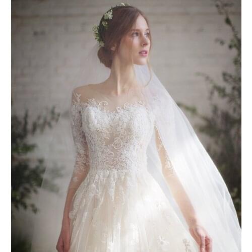 Luxury Lace Wedding Dresses Long Sleeves 2021 robe de mariage Beaded Appliqued Ball Gown Bridal Dresses