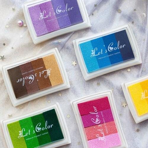 6 Gradient Colors Ink Pads for Rubber Stamps Inks Concave Waist Seal Ink Pad for Paper Wedding Sign Painting Scrapbooking Inkpad