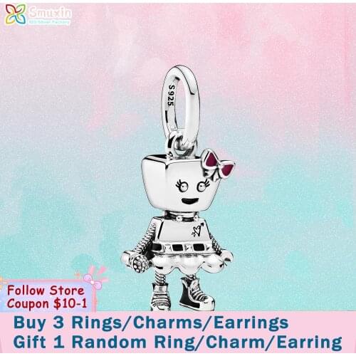 Smuxin 925 Sterling Silver Beads Bella Bot Punk Band Dangle Charms fit Original Pandora Bracelets Women Jewelry Making Girl Gift