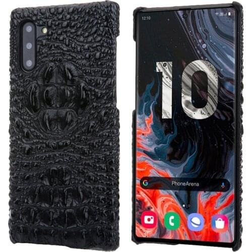 Solque Real Genuine Leather 3D Hard Case for Samsung Galaxy Note 10 Plus Note10 Luxury Crocodile Mobile Phone Cover Shell