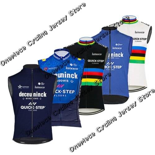 Quick Step 2021 Windproof Vest Men‘s Summer Champion Cycling Jersey Sleeveless Rode Bike Wear Mtb Maillot Ropa Ciclismo