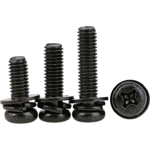 GB9074.8 carbon steel round head screws black M2.5 M3 M4 M5 M6 screws three combination screws zinc screw