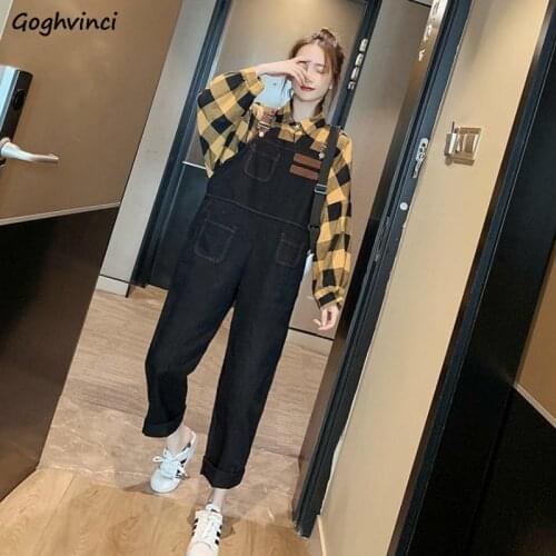 Jumpsuits Women Patchwork High Waist Ankle-length Loose Leisure Ulzzang Streetwear Stylish Simple All-match Daily Chic Female BF