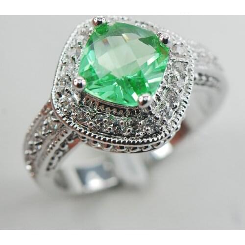 Peridot White Crystal Zircon Women 925 Sterling Silver Ring F897 Size 5 6 7 8 9