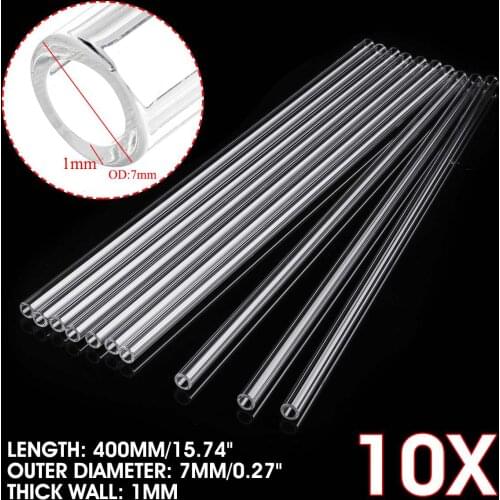 KICUTE 10pcs 400mm OD 7mm 1mm Thick Wall Borosilicate Glass Blowing Tube School Lab Use Stiring Stirrer Laboratory Glass Buret