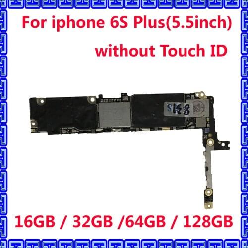100% good working original motherboard without touch ID for iphone 6S Plus unlocked iCloud mainboard 16GB 32GB 64GB 128GB IOS