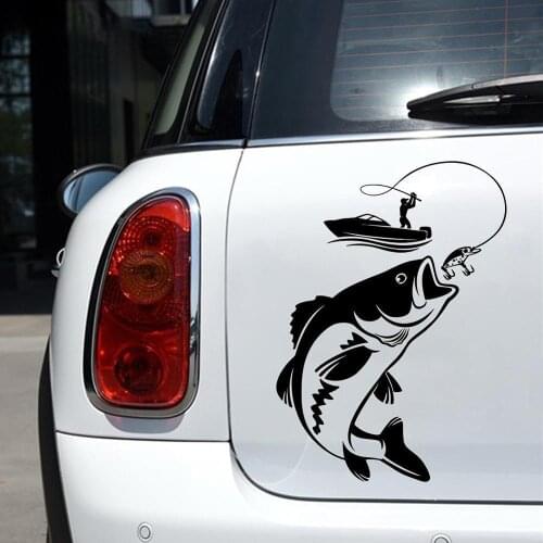 12.3CM*17.1CM Interesting Fishing Fisherman Hobby Fish Boat Car Stickers Vinyl Decal