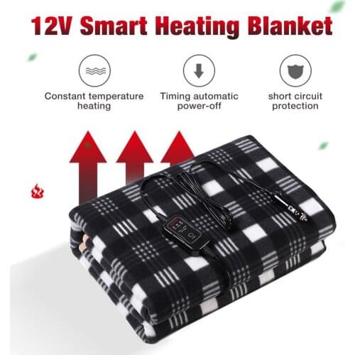 12V Smart Heating Blanket Lattice Energy Saving Warm Autumn Automative Heated Flannel Blanket Winter Car Electric Blanket