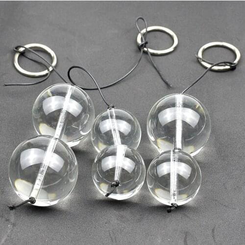 2 Anal Balls Glass Butt Vaginal Plug Crystal Glass Sex Toys for Woman Men Erotic Ring Handheld Anal Bead Dildo Adult Products