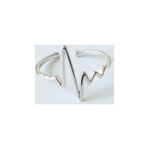 2019 Novelties Wave Charms Heart Beating Rings Wide Surface Women Fashion Jewelry Girlfriend Gifts KJZ0399