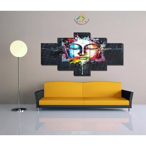 3-4-5 Pieces Modern Printed Abstract Buddha Wall Art Painting Picture Decoration Buddha Paintings Wall Canvas Pictures