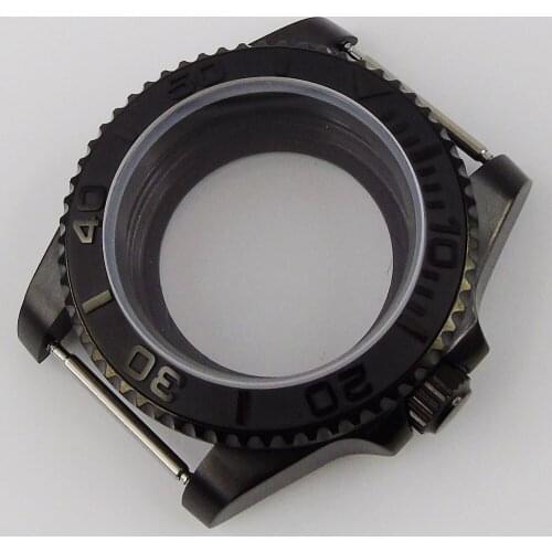 40mm Accessories Parts Sapphire Glass Brushed Ceramic Bezel Watch Case PVD Coated Fit NH35A ETA 2836 Miyota MOVEMENT