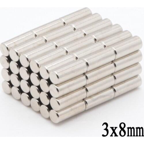 500pcs 3x8 mm N35 NdFeB Mini Super Strong Powerful Neodymium Magnet Round Rare Earth Permanent Magnets 3*8mm