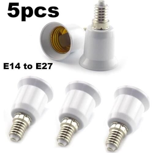 5pcs E14 to E27 Converter Light Adapter Extender Changer LED Lamp Bulb Socket Base Holder for Home Room Lighting
