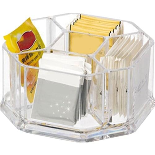5 Lattices Acrylic Tea Bag Storage Box Home Kitchen Round Separated Coffee Sugar Bag Transparent Storage Box Desk Accessories