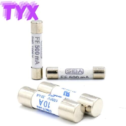 10PCS FLUKE SIBA Fuse Digital Multi Meter FF500MA 0.5A 10A 1000V Fast Acting Ceramic Fuse for DC Digital Multi Meter