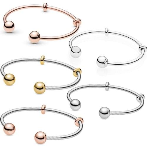 Classic Autumn New Elegant Moments Snake Chain Open Bracelet Can Be Diy With Beaded Wild Original Ladies Jewelry Memorial Gift