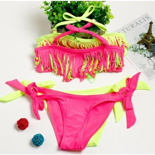Girls Kids Swimwear New Arrival Girls Bikini Set Swimwear Bikini Skirt High Waist Swimsuit Swimming Costume