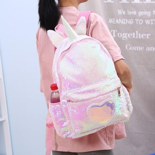 Cartoon Kawaii Backpack Girls Childrens School Bags Sequins Unicorn Large Kawaii Schoolbags Kids Back Pack Fashion All-Match