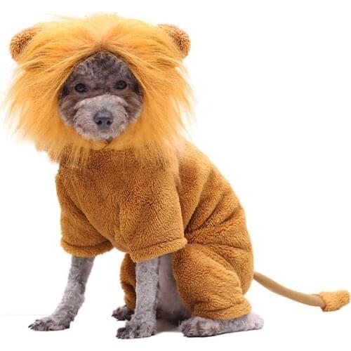 Fashion Winter Dog Clothes Creative Pet Dogs Cosplay Lion Hooded Costume Warm Puppy Comical Outfits For Party Festival Dog Sets