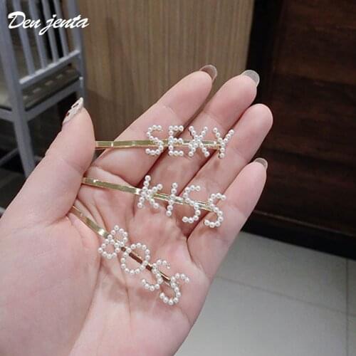 Fashion Letter Pearl Hair Clips For Bridal Women Hair Jewelry Charm Korea Design Hair Accessories Barrette Pins Ornaments Gift
