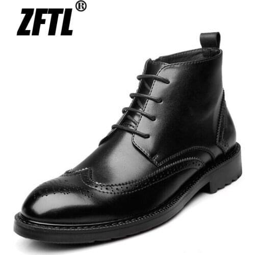 ZFTL New men martins boots causal man boots genuine leather autumn Bullock carved Trend handmade big size mens ankle boots 043