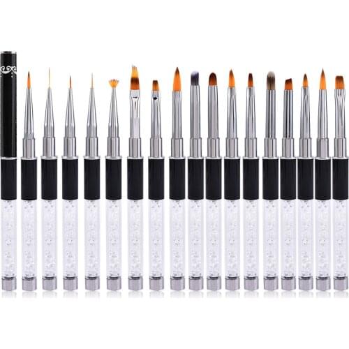 15 Pcs Nail Art Design Brush Set Crystal Diamond Rod Line Carving Drawing Pen Phototherapy UV Gel Painting Brushes Manicure Tool