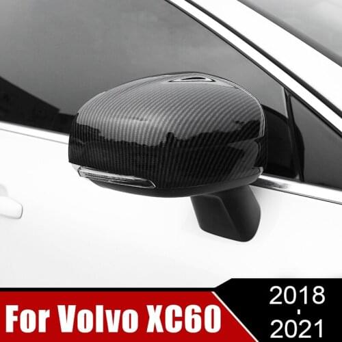 ABS Chrome Carbon Fiber Car Rear View Side Mirror Cover Case Shell Trim for Volvo XC60 2018 2019 2020 Exterior Accessories