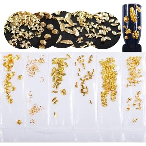 Nail Supplies Six Case Pack Special-Shaped Diamond Steel Ball Sheetmetal Glass Beads Rhinestones DIY Nail Art Decorations