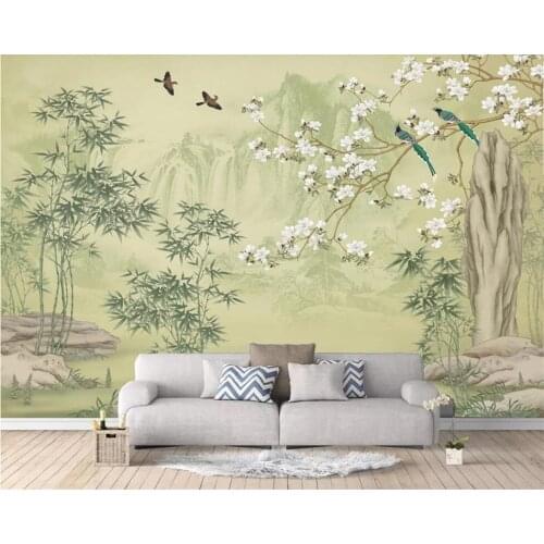 Custom Wallpaper Photo wall mural wallpaper of Bamboo flower bird landscape wall papel de parede 3d wallpaper papier peint