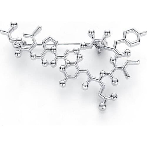 New Trendy Oxytocin Lapel Pin Badge Gold Silver Color Pins and Brooches Doctor Medical Jewelry Women Men Accessories Pin