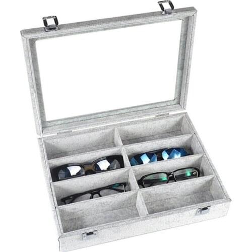 New 8 Slots Watch Jewelry Organizer Glasses Necklace Earring Case Display Storage Container with Lid Casket Jewellery Show Box