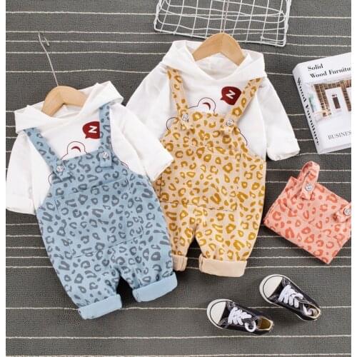 Autumn Newborn Baby Boys Clothes Hooded Cartoon Bear Top+jumpsuit Pant 2Pcs Sets Kids Outfit Tracksuit Infant Clothing Children