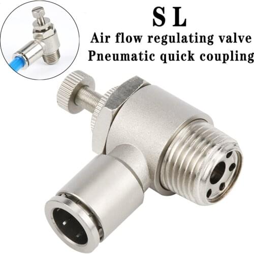 SL brass nickel-plated pneumatic quick coupling male thread air speed control valve acceleration valve 1/8" 1/4" 3/8" 1/2" M5