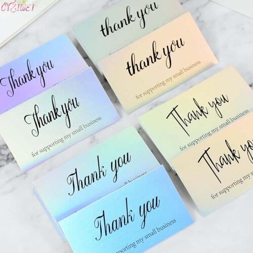 50pcs 5*9cm Thank You Cards Greeting Postcard Online Retail Package Insert Customer Shopping Gift Appreciation Cardstock