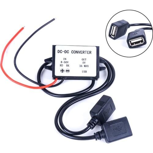 12V 24V 36V 48V (8V-50V) to 5V 3A Micro Mini USB DC DC Converters Step Down Voltage Regulator DC Power Converter for Cars