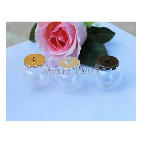 Sale Free ship!!! NEW 20sets/lot 25*15mm glass globe silver golden bronze base findings set glass bubble DIY vial pendant