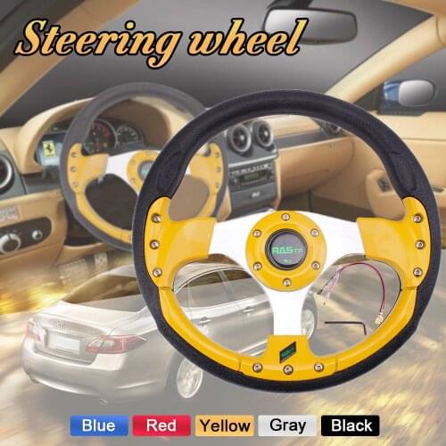 RASTP-13 inch PU Car Racing Steering wheels Drifting Sport Steering Wheel 6 Blots RS-STW018-TP