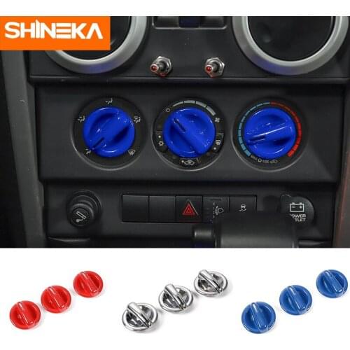 SHINEKA Interior Mouldings For Jeep Wrangler JK 2007-2010 ABS Car Air Conditioning Switch Knob Button Decoration Cover Stickers