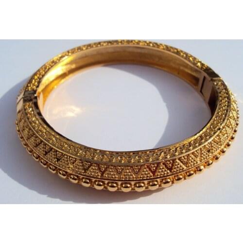 CARVE Hardness THAI BAHT 18 K YELLOW SOLID G/F GOLD JEWELRY BANGLE BRACELET BA09 Heavy