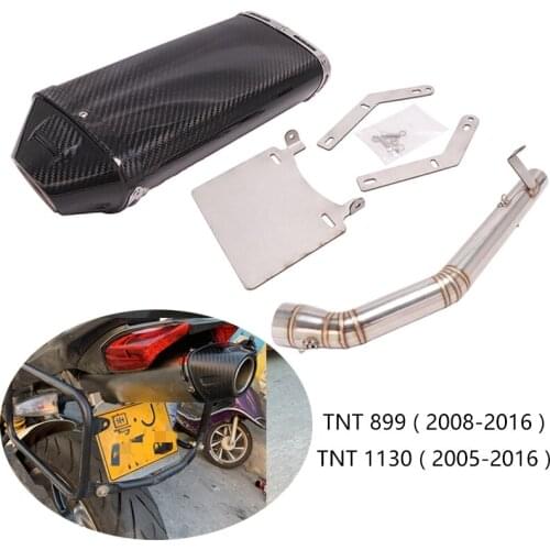 For Benelli TNT899 2008-2016 TNT1130 2005-2016 Exhaust Pipe Motorcycle Mid Link Tube Slip On 51mm Muffler Escape Carbon Fiber