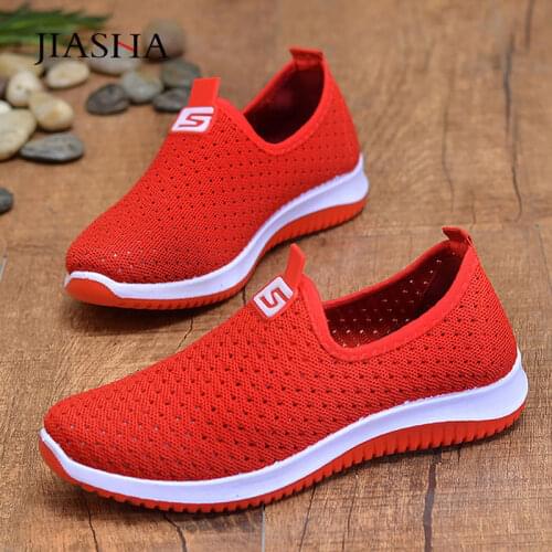 New Womens Vulcanize Shoes Woman Sneakers Flat with Breathable Mesh Loafers Women Shoes Slip-on Female Shoes Zapatos De Mujer