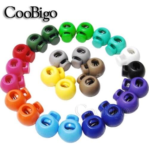 100pcs Colorful Ball Round Cord Lock Toggle Stopper Spring Stop Buckle Sportswear Shoelace Paracord Cord Lanyard Accessories