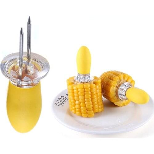 2pcs Stainless Steel Practical Corn Needle Barbecue Stick Corn Fork Fruit Fork Kitchen Tool Camp Cooking Supplie BBQaccessories