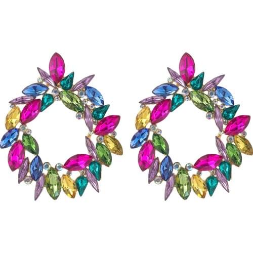 3Colors Women Fashion Rhinestone Flowers Dangle Earrings Jewelry Hot Sale Gilrs' Geogous Collection Earrings Accessory