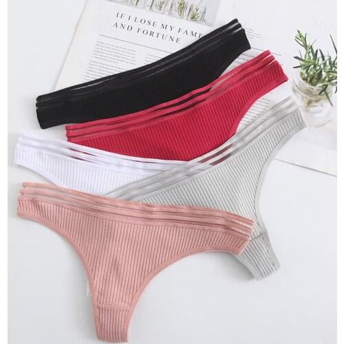 3pcs Hot Sale Low-waist Girly T-pants Ladies Cotton Underwear Sexy Thong Soft Breathable and Comfortable Underwear