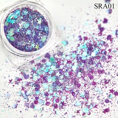 1 Box Nail Mermaid Glitter Powder Flakes Sparkly 3D Hexagon Colorful Sequins Spangles Polish Manicure Nails Art Decorations